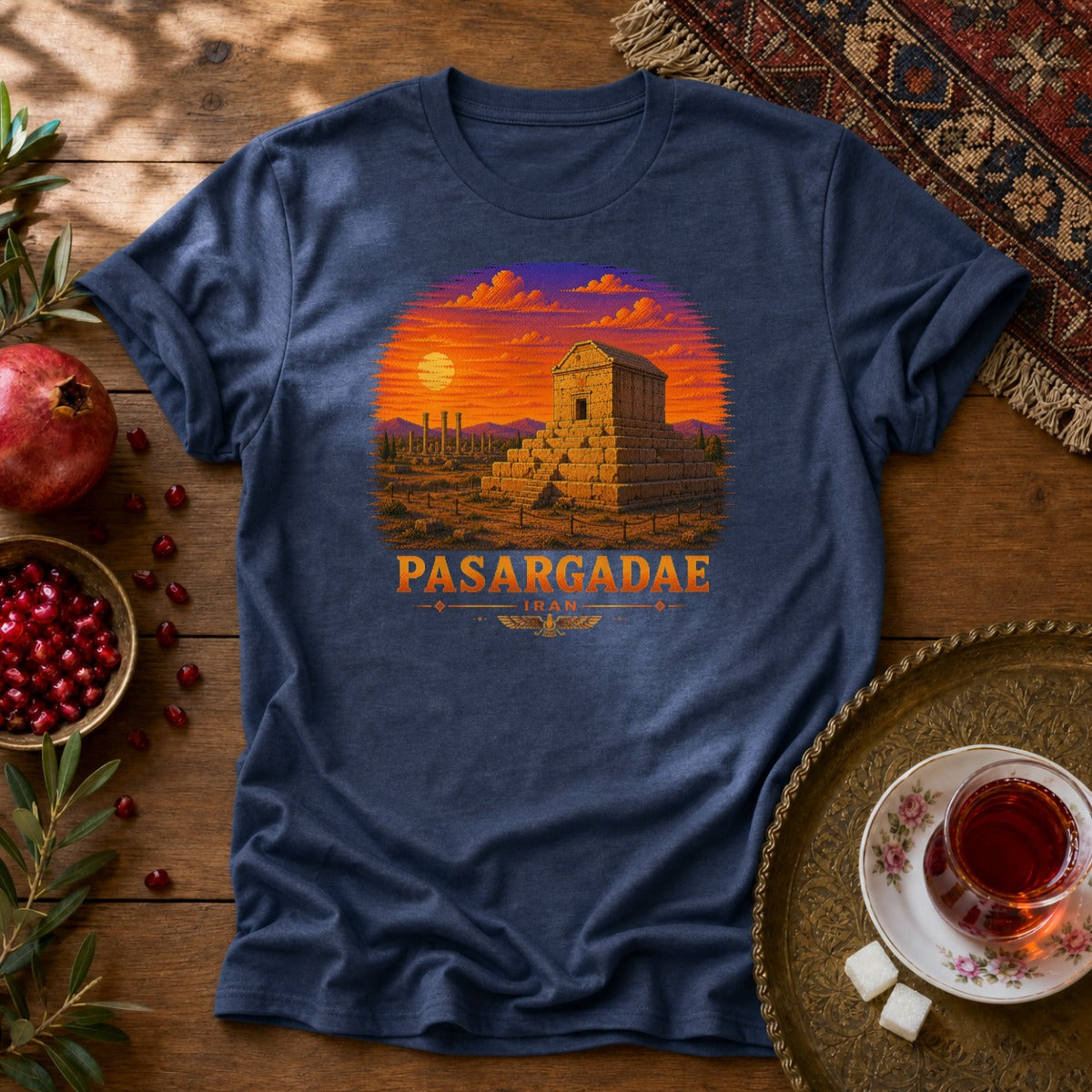 Pasargadae - Pixel Art Unisex T-Shirt - Navy