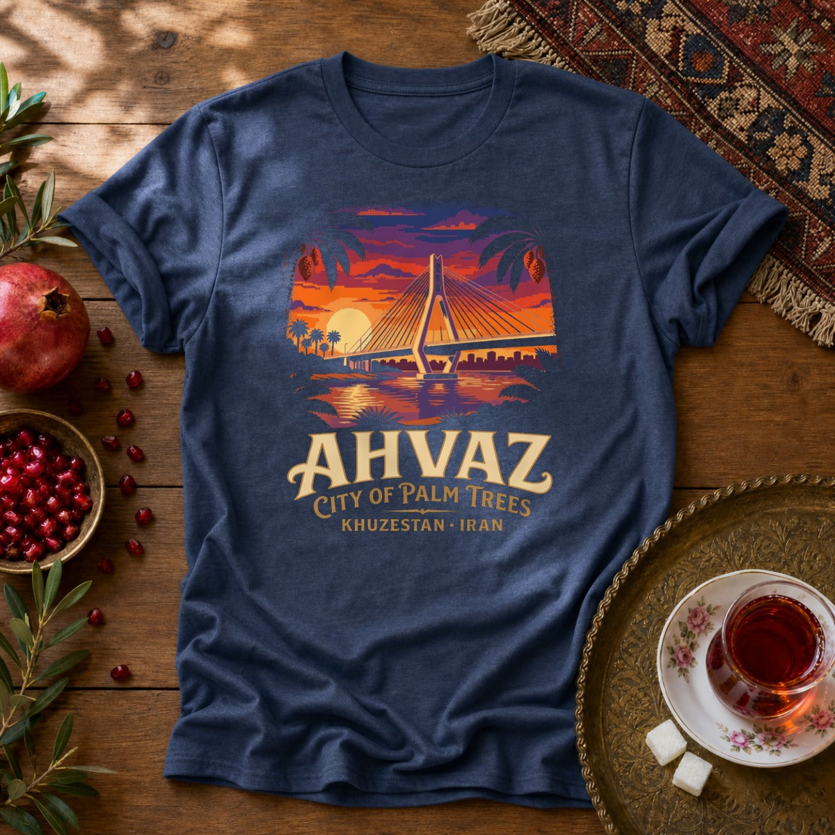 Ahvaz Bridge Unisex T-Shirt - Navy