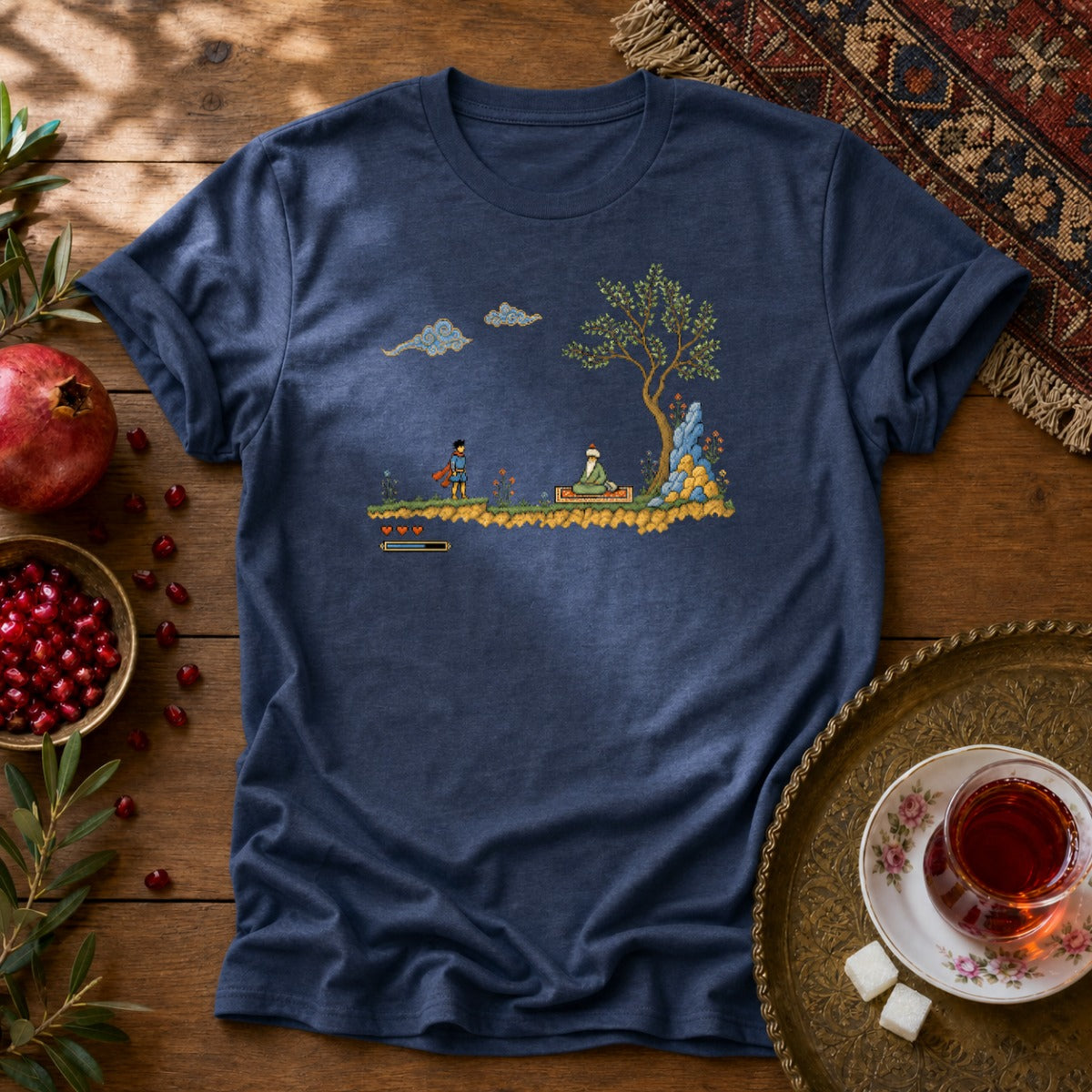 Retro Quest - Pixel Art Unisex T-Shirt - Navy