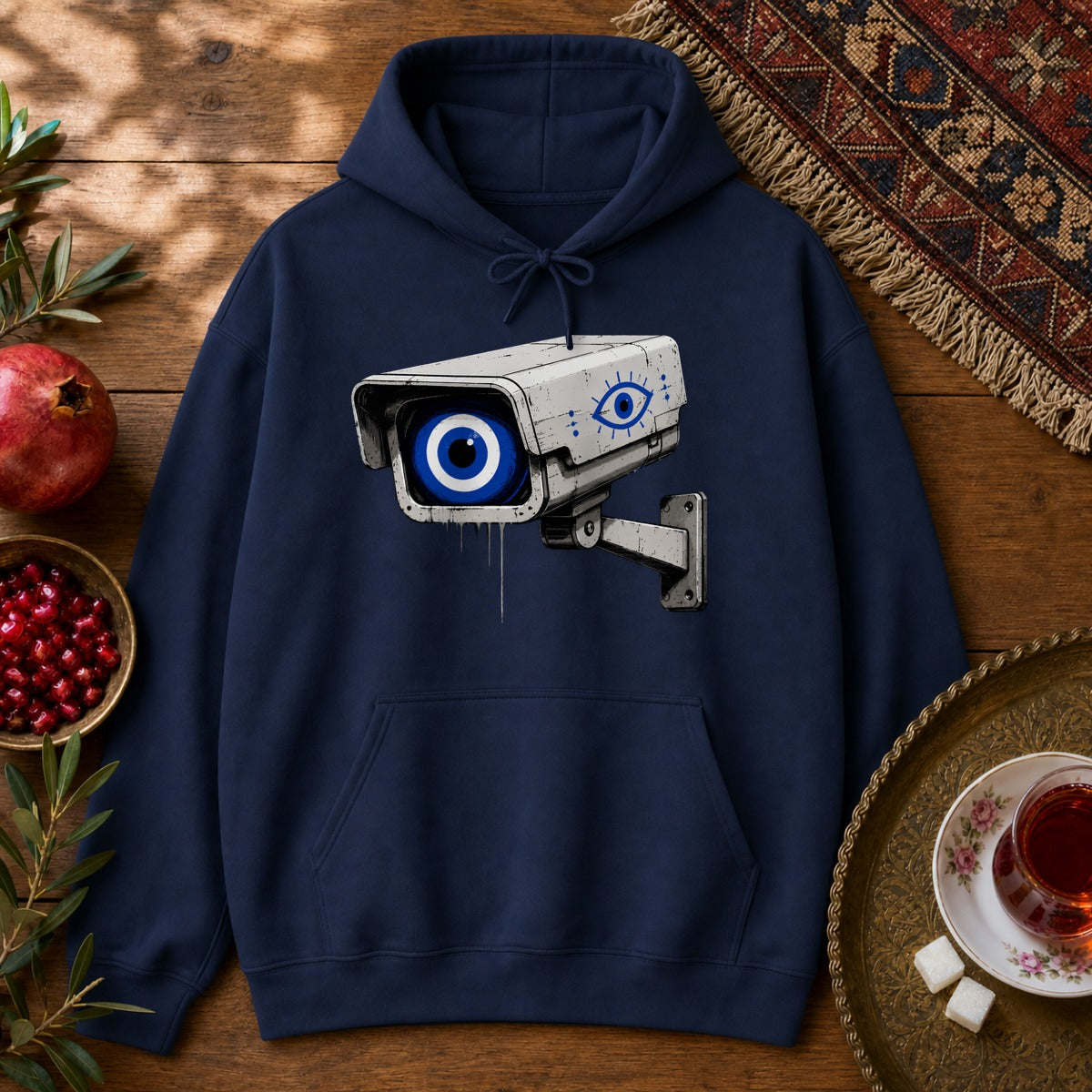 Evil Eye Watching Hoodie - Navy