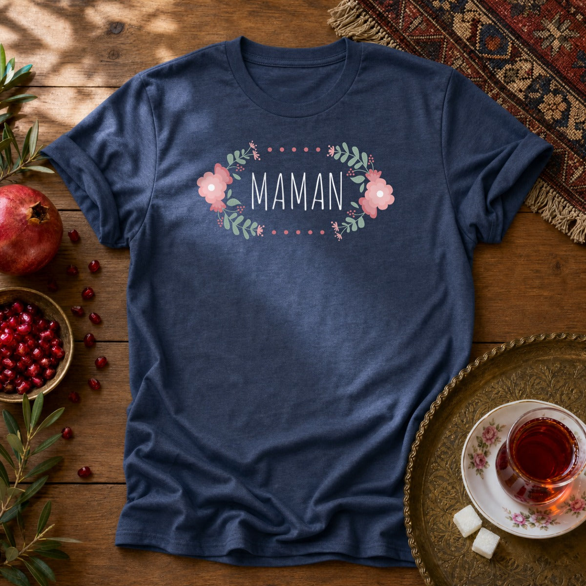 Floral Maman Unisex T-Shirt - Navy