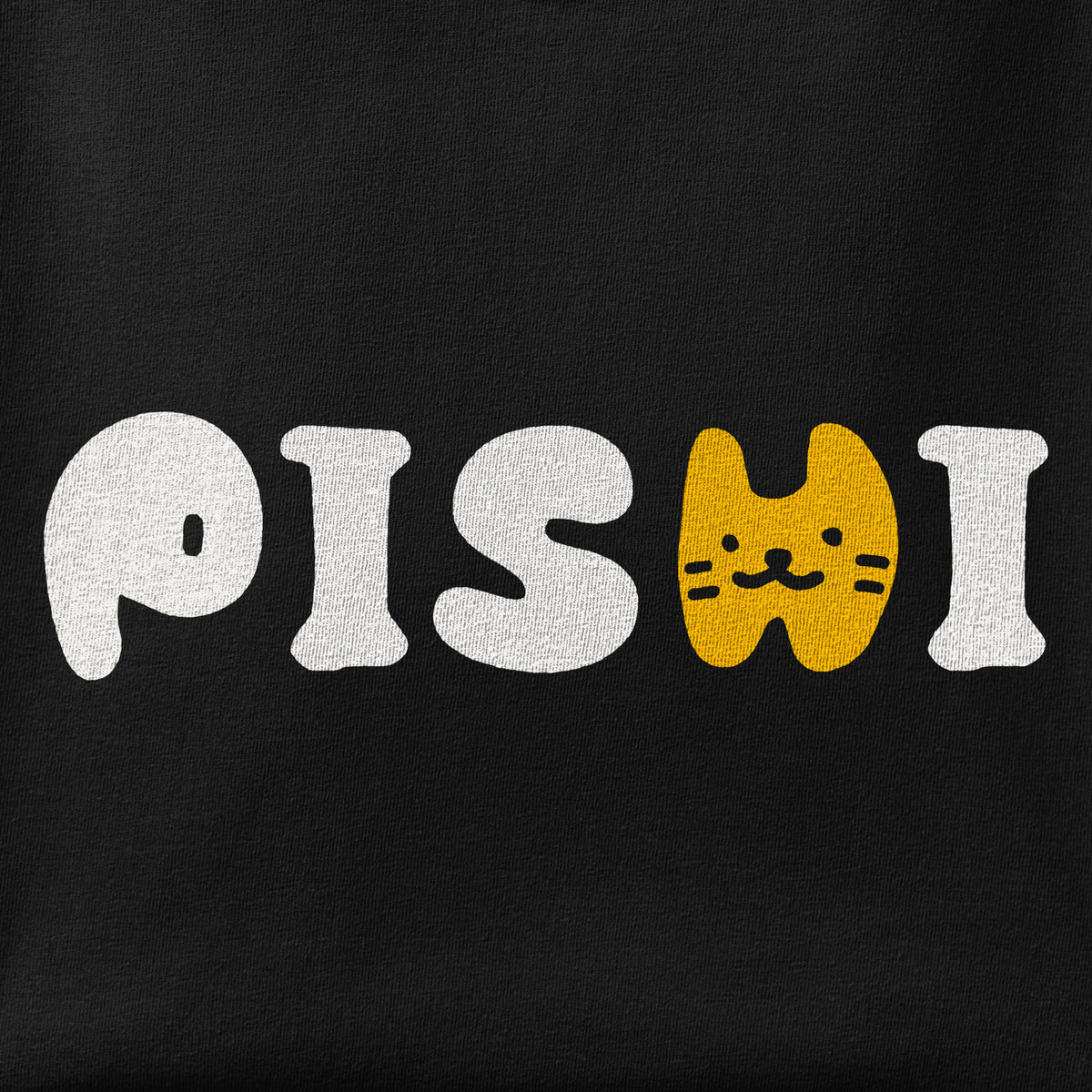 Close-up of the Pishi Type print showing ink detail on the fabric