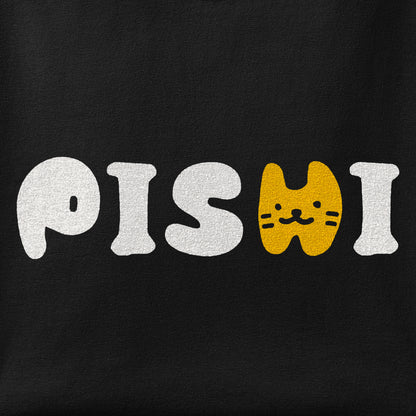 Close-up of the Pishi Type print showing ink detail on the fabric
