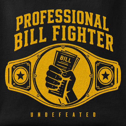 Close-up of the Professional Bill Fighter print showing ink detail on the fabric