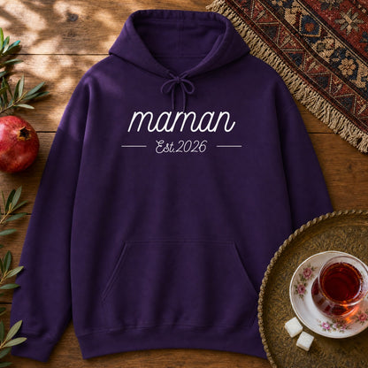 Maman, Est 2026 Hoodie - Purple