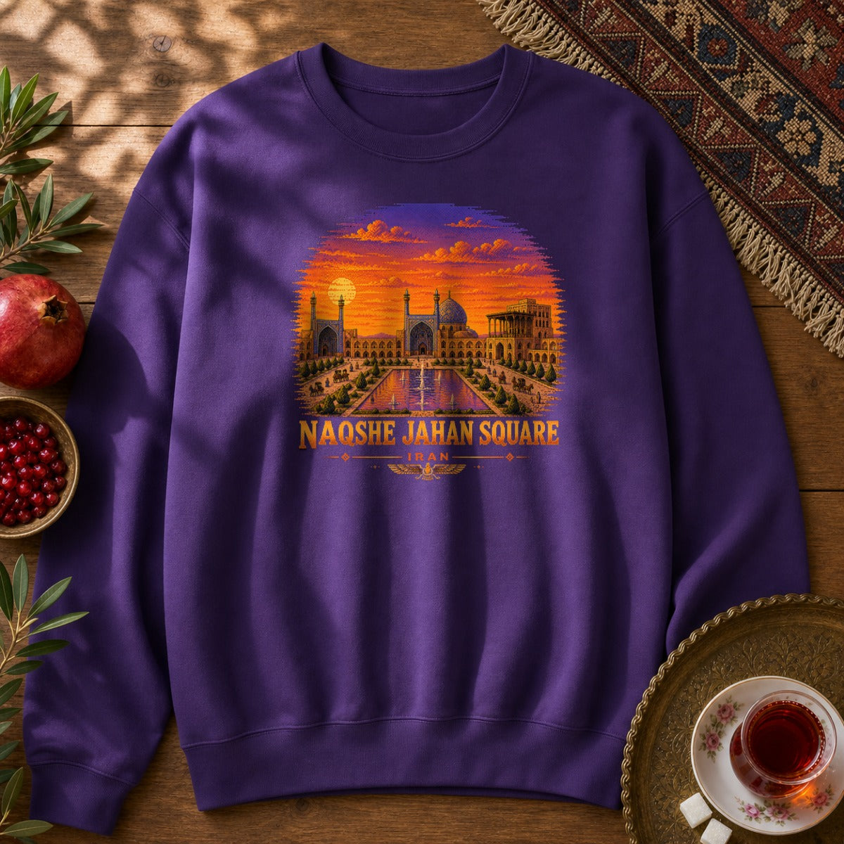 Naqshe Jahan Square - Pixel Art Sweatshirt - Purple