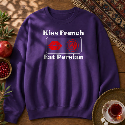Kiss French, Eat Persian Sweatshirt - Purple