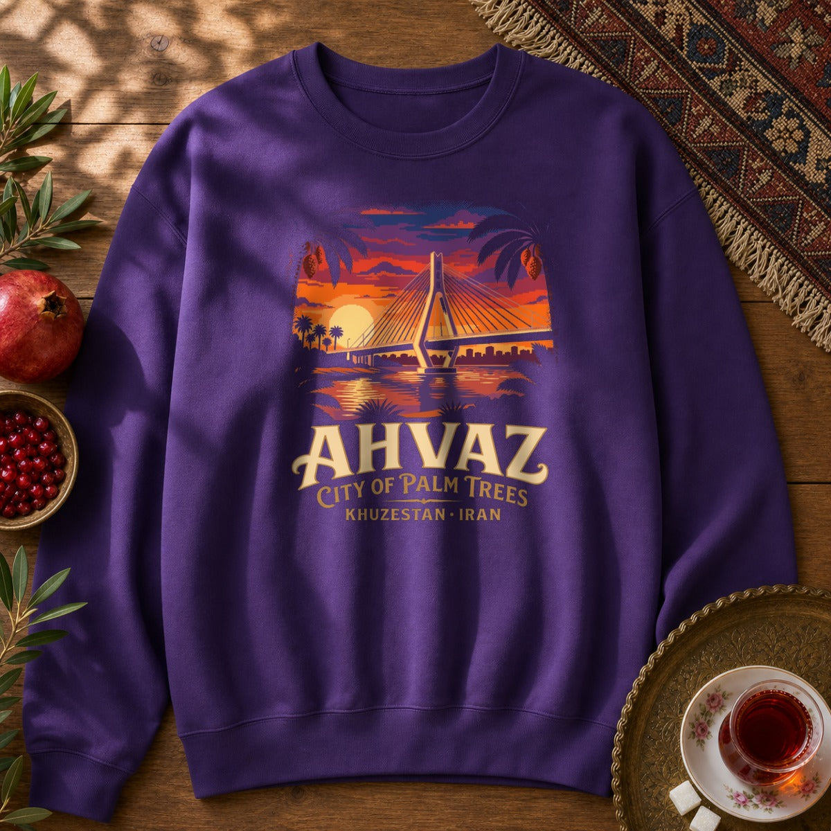 Ahvaz Bridge Sweatshirt - Purple
