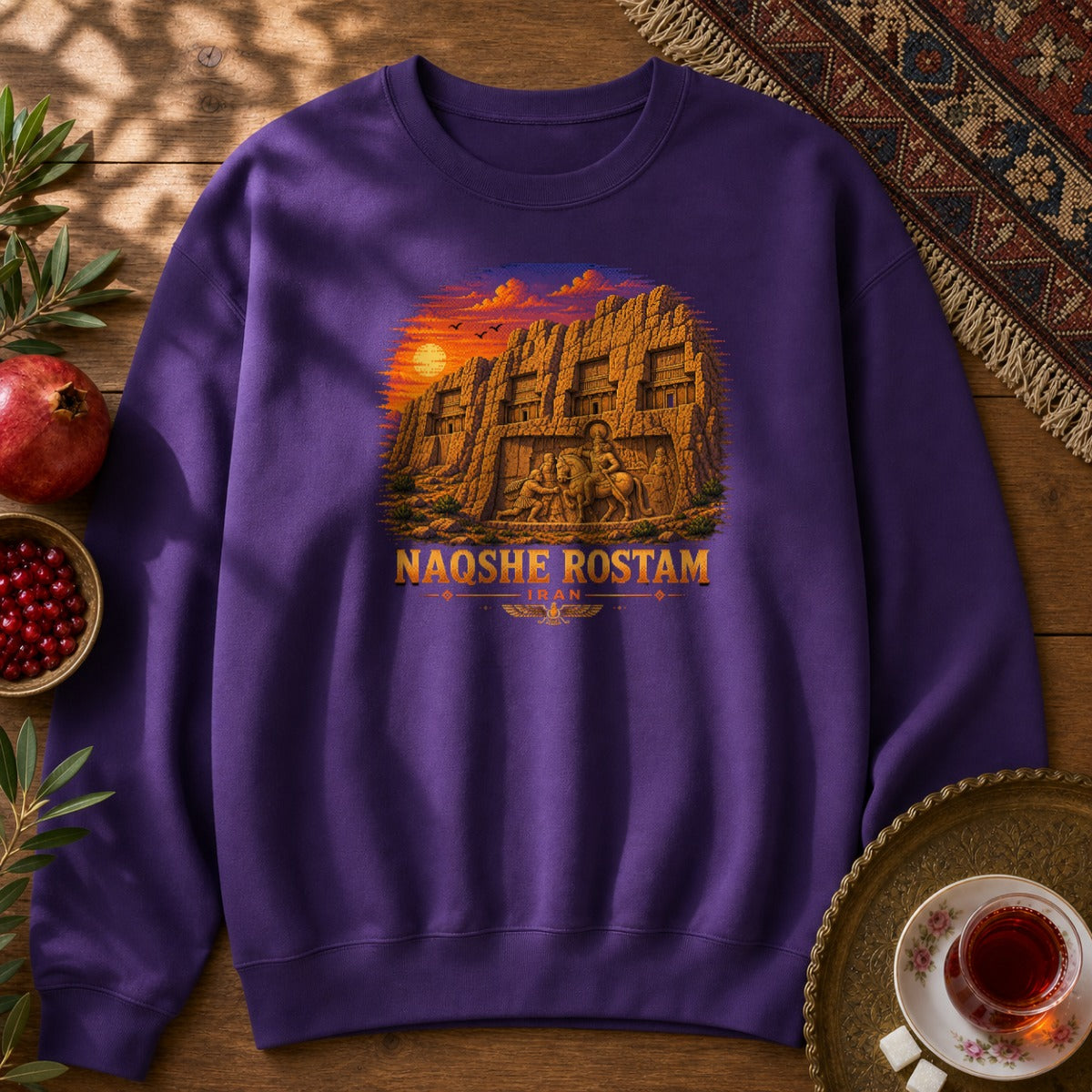 Naqshe Rostam - Pixel Art Sweatshirt - Purple