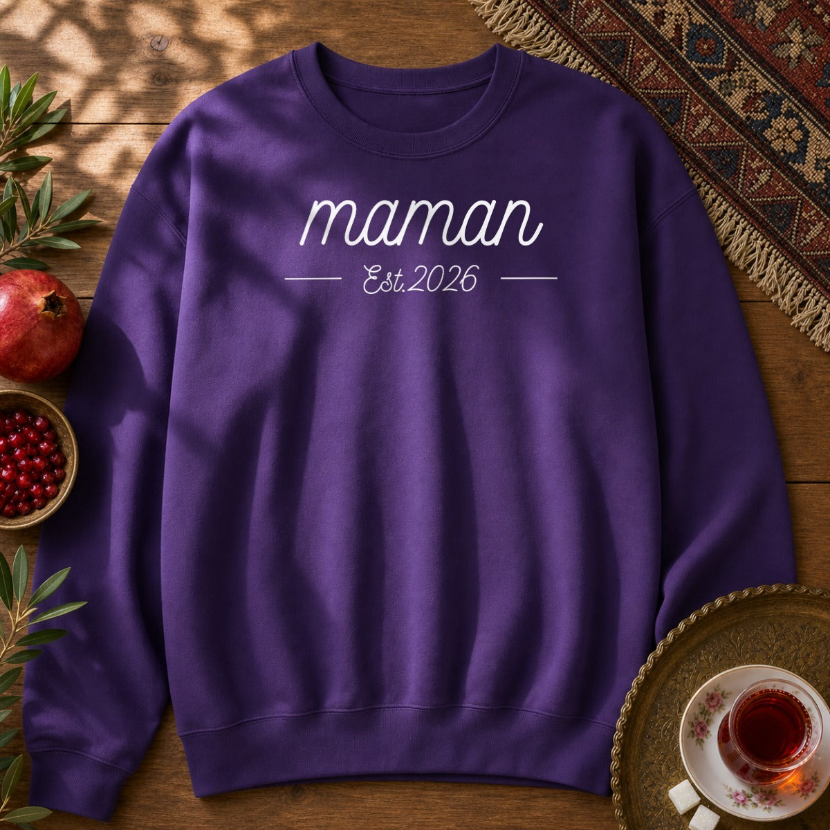Maman, Est 2013 Sweatshirt - Purple