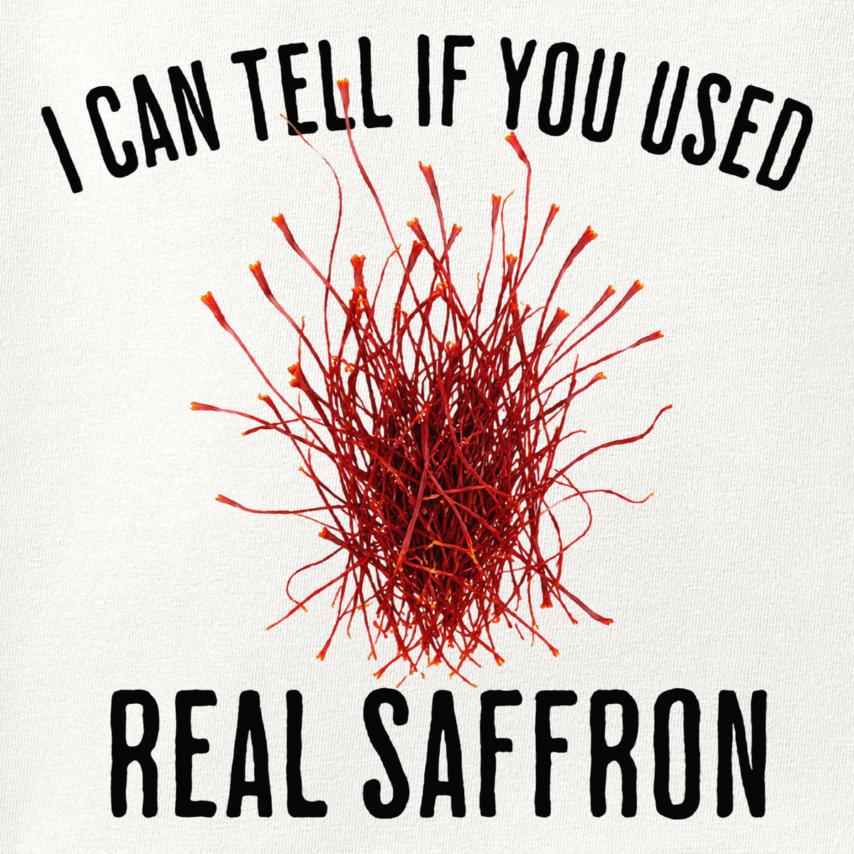 Close-up of the Real Saffron print showing ink detail on the fabric