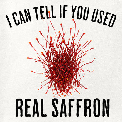 Close-up of the Real Saffron print showing ink detail on the fabric