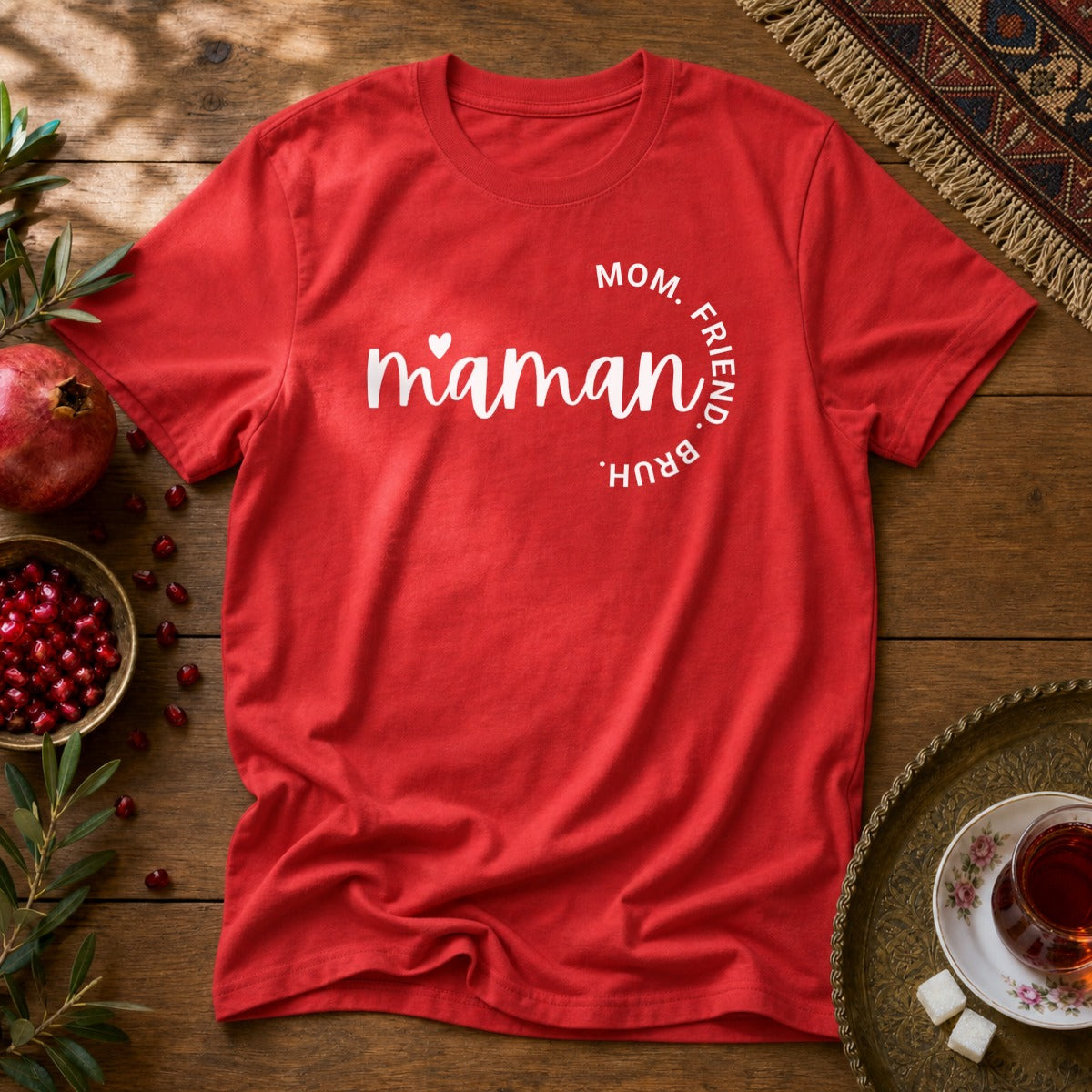 Maman - Mom, Friend, Bruh Unisex T-Shirt - Red