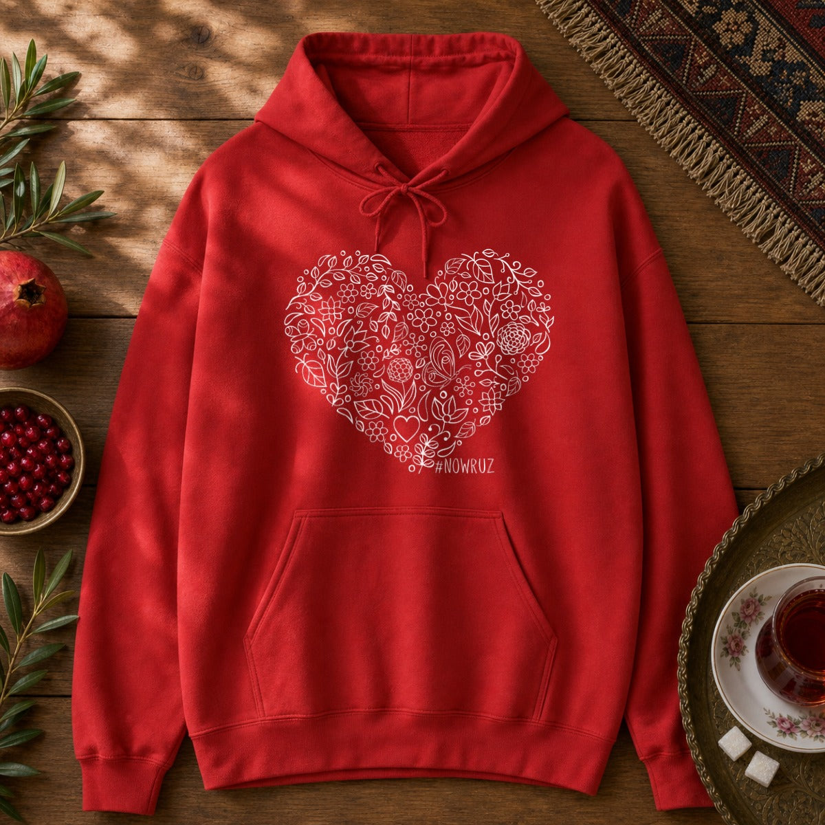 Nowruz Heart Hoodie - Red