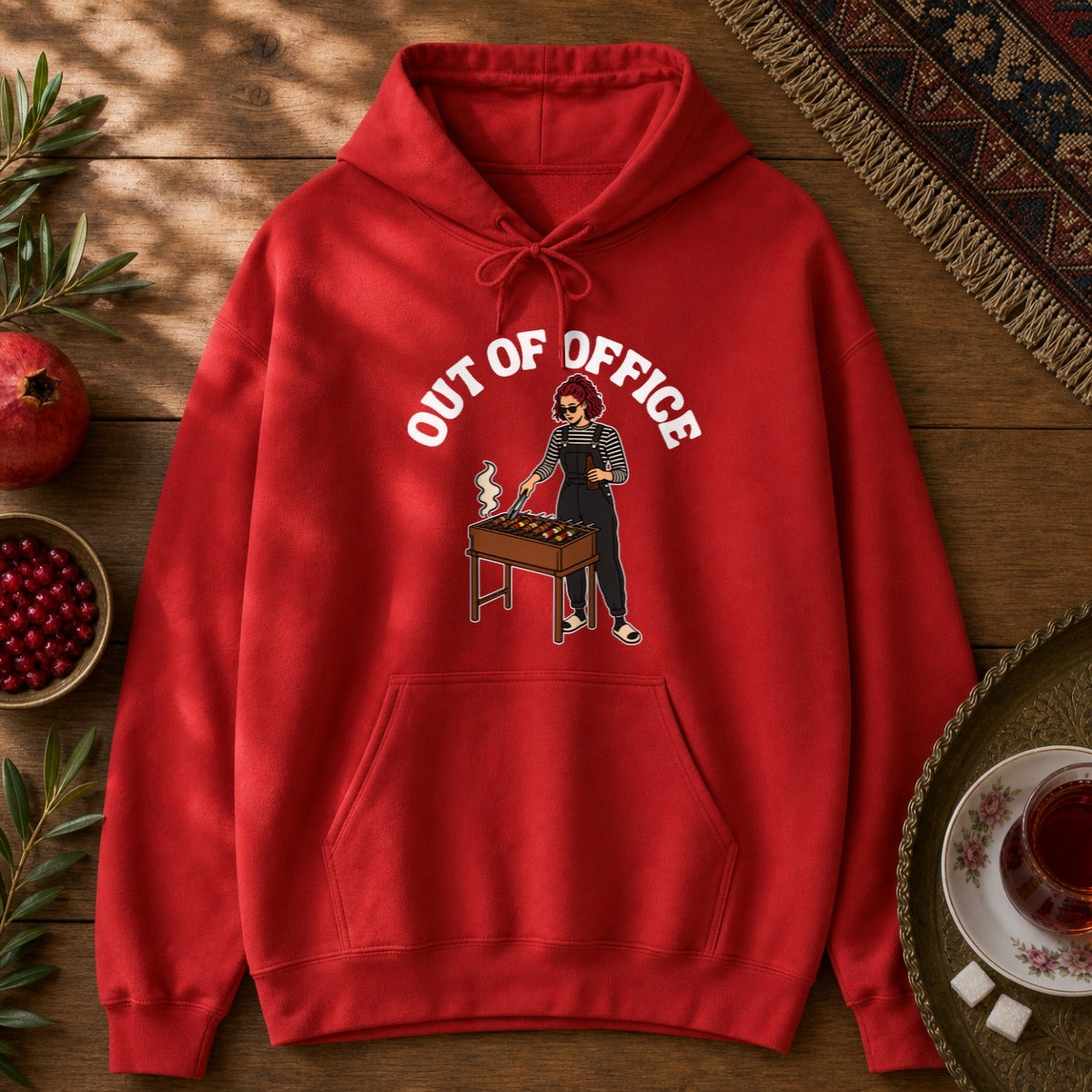 Out of Office - Female Hoodie - Red