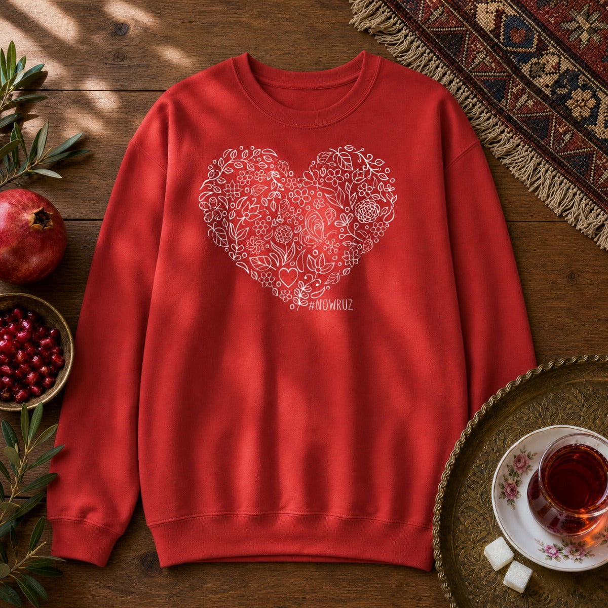 Nowruz Heart Sweatshirt - Red
