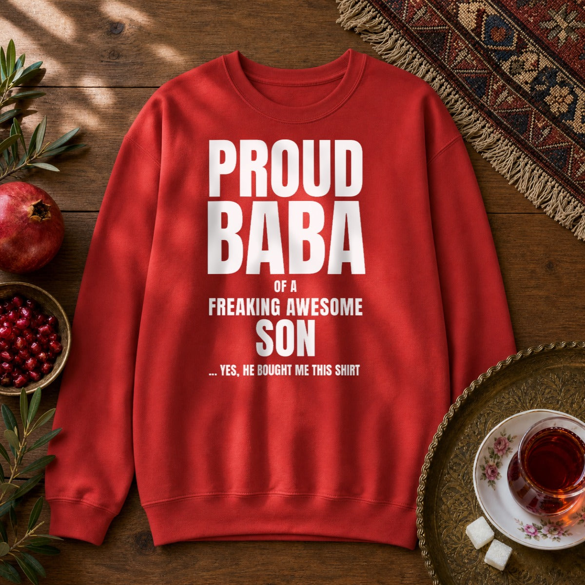 Proud Baba of a Son Sweatshirt - Red