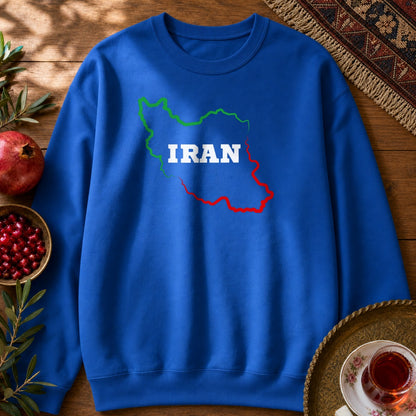 Iran Map - Flag Colors Sweatshirt - Royal