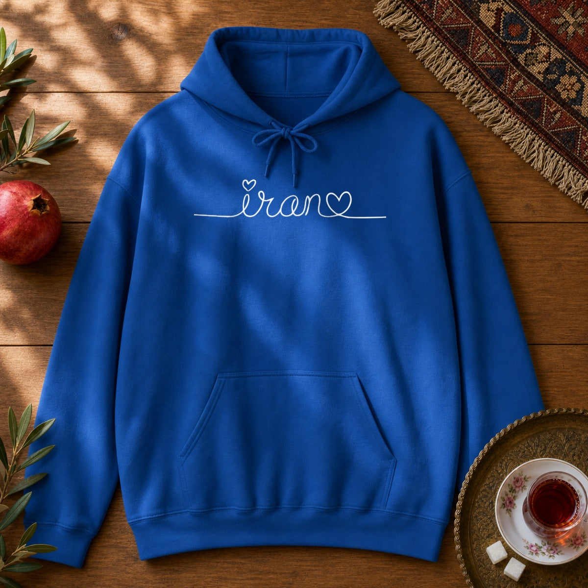 Iran Heart Line Art Hoodie - Royal