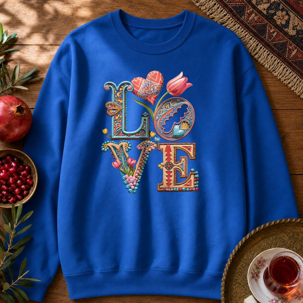 Persian Love Blossoms Sweatshirt - Royal