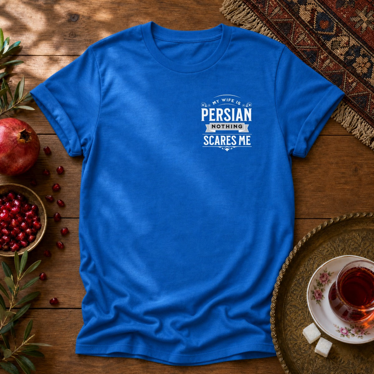 My Wife is Persian - Chest Print Unisex T-Shirt - Royal
