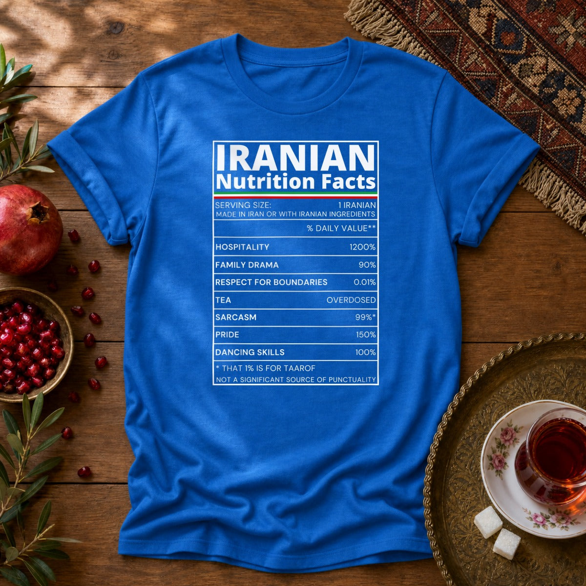 Iranian Nutrition Facts Unisex T-Shirt - Royal