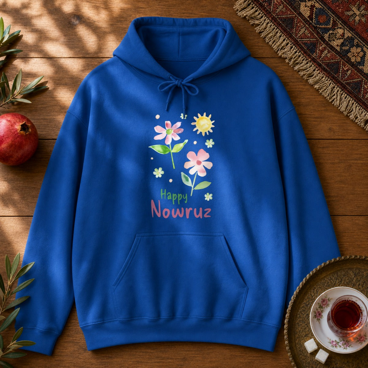 Happy Nowruz - Watercolor Hoodie - Royal
