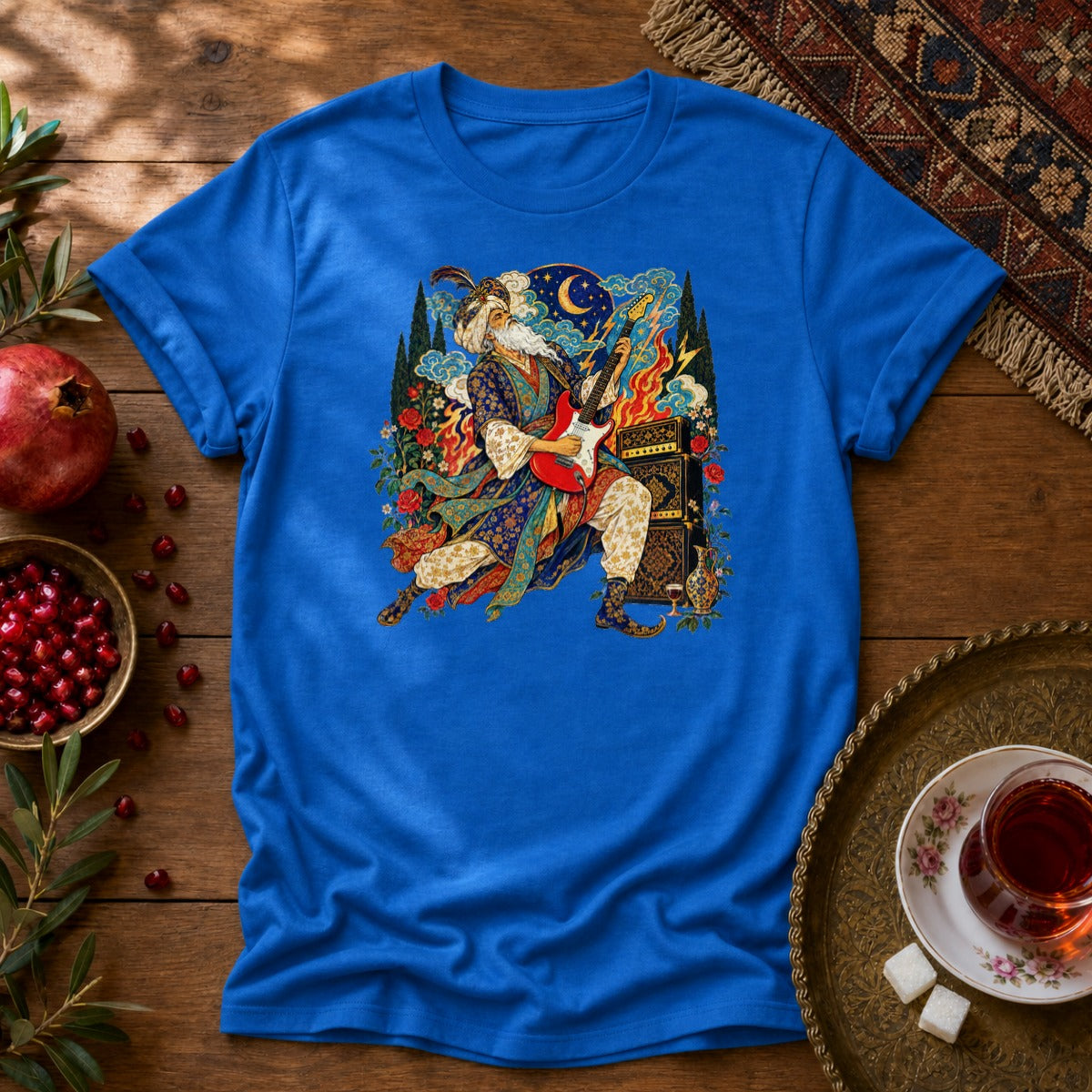 Khayyam on Guitar Unisex T-Shirt - Royal