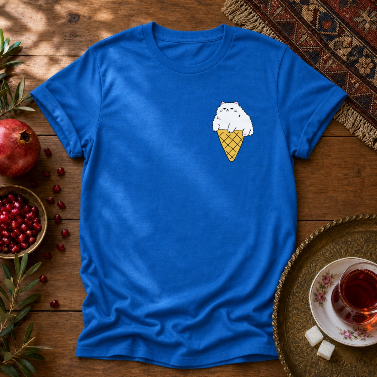 Persian Ice Cream Cone - Chest Print Unisex T-Shirt - Royal