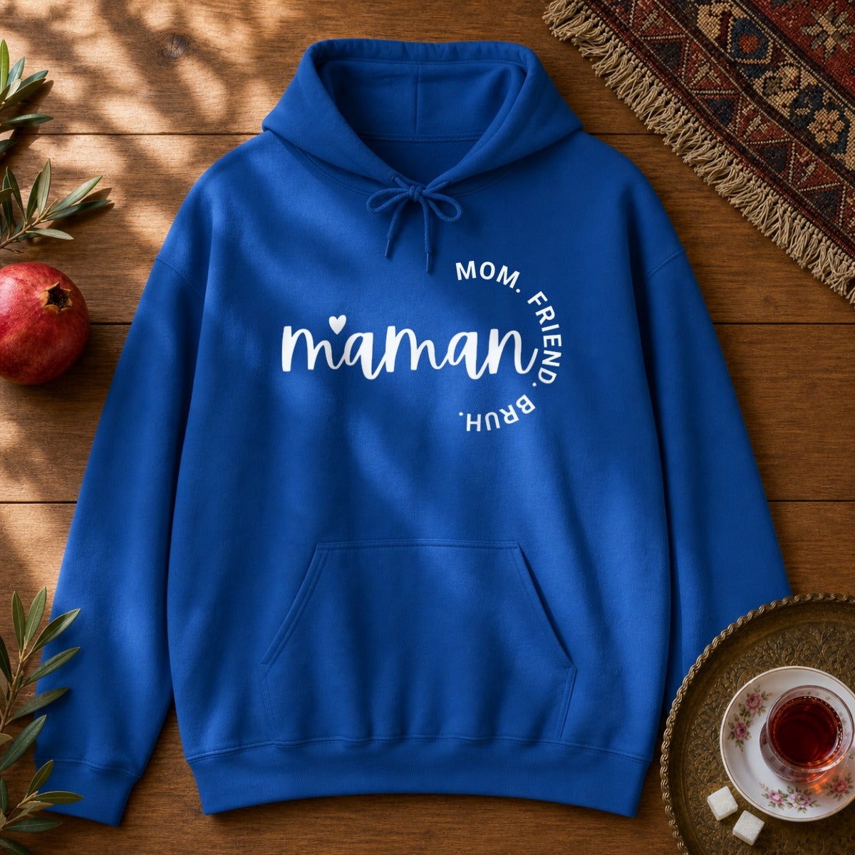 Maman - Mom, Friend, Bruh Hoodie - Royal