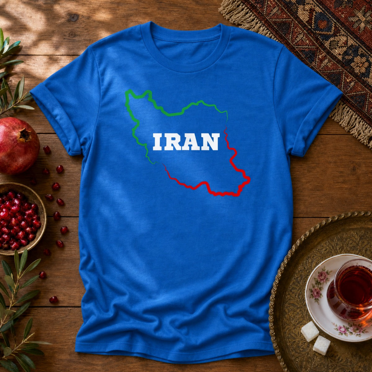 Iran Map - Flag Colors Unisex T-Shirt - Royal