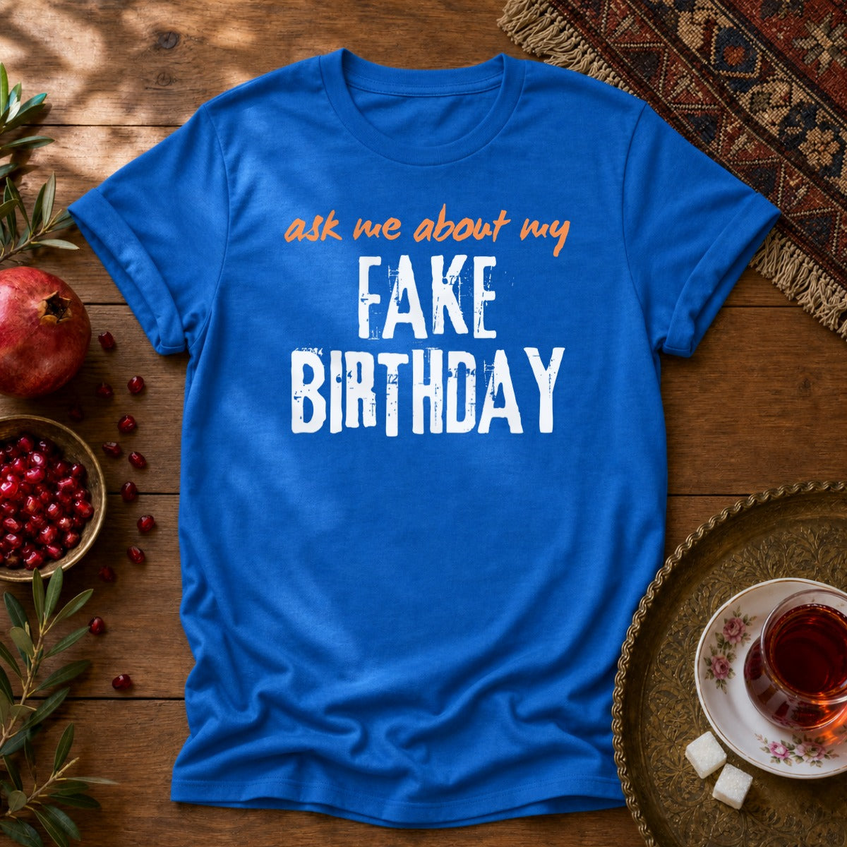 Ask me about my Fake Birthday Unisex T-Shirt - Royal