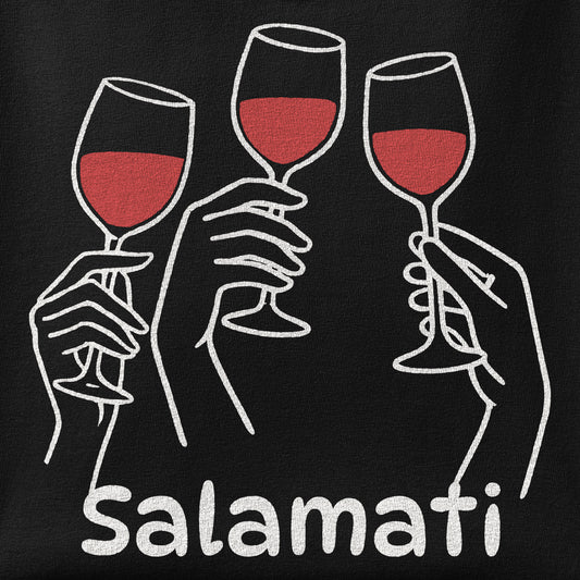 Close-up of the Salamati Wine print showing ink detail on the fabric