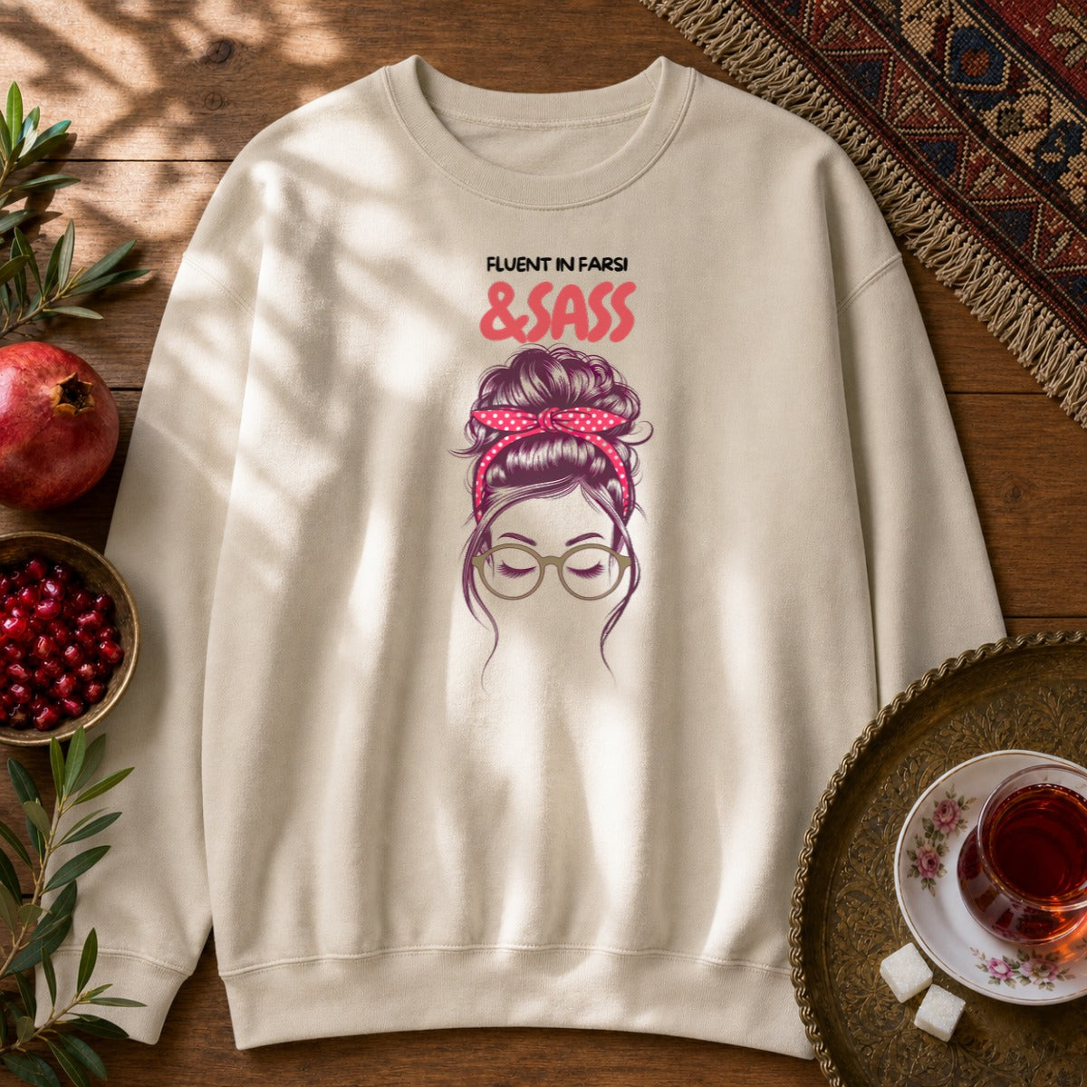 Fluent in Farsi & Sass Sweatshirt - Sand
