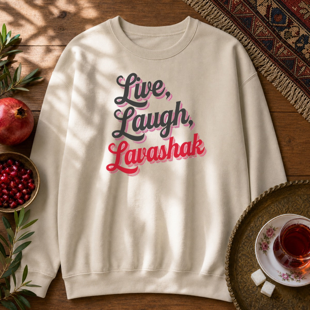Live, Laugh, Lavashak Sweatshirt - Sand