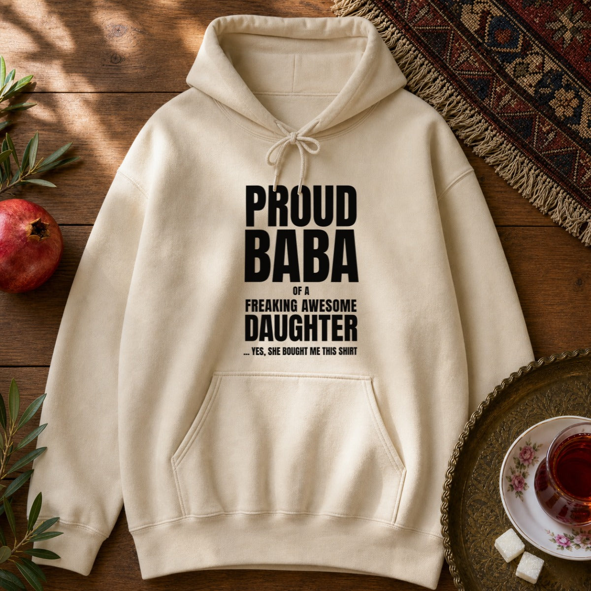 Proud Baba of a Daughter Hoodie - Sand