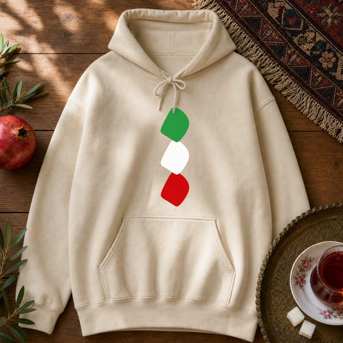 3 Noqte Iran Flag Hoodie - Sand
