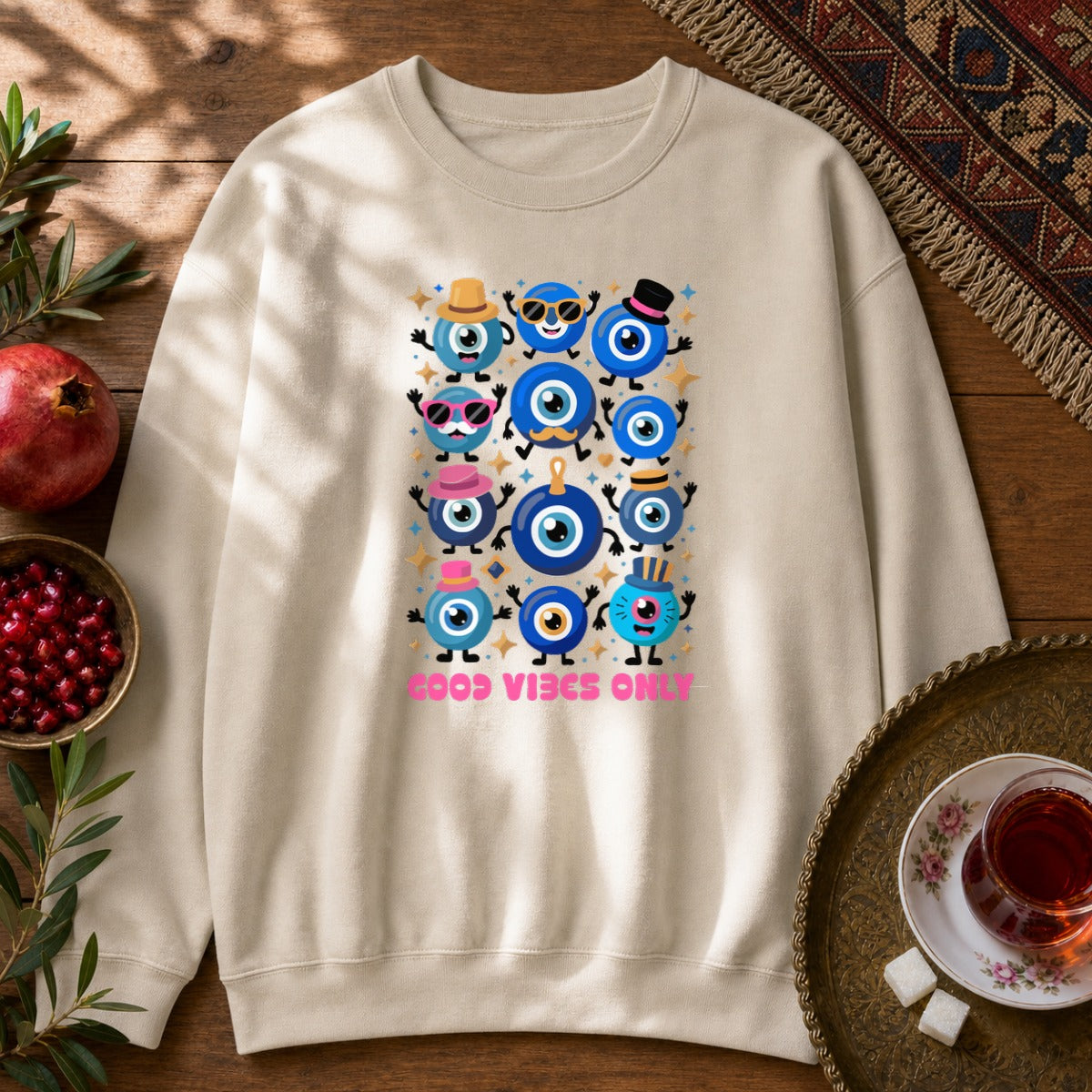 Good Vibes Only Sweatshirt - Sand