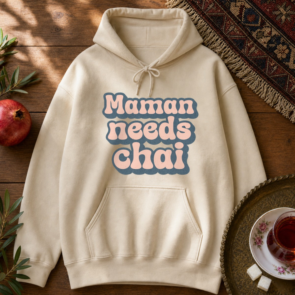 Maman Needs Chai Hoodie - Sand