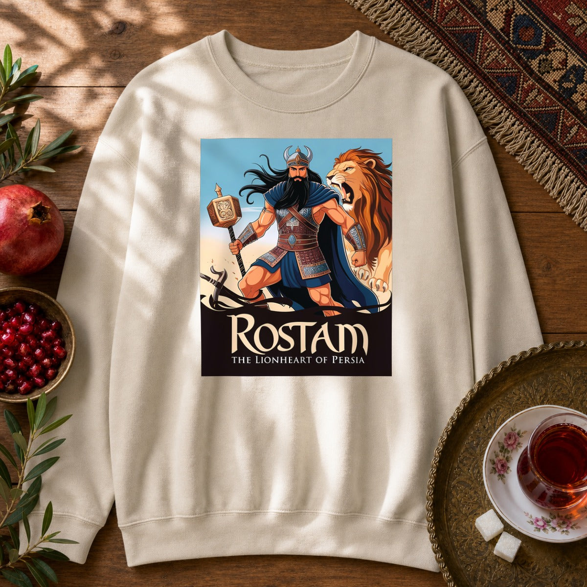 Rostam, the Lionheart of Persia Sweatshirt - Sand
