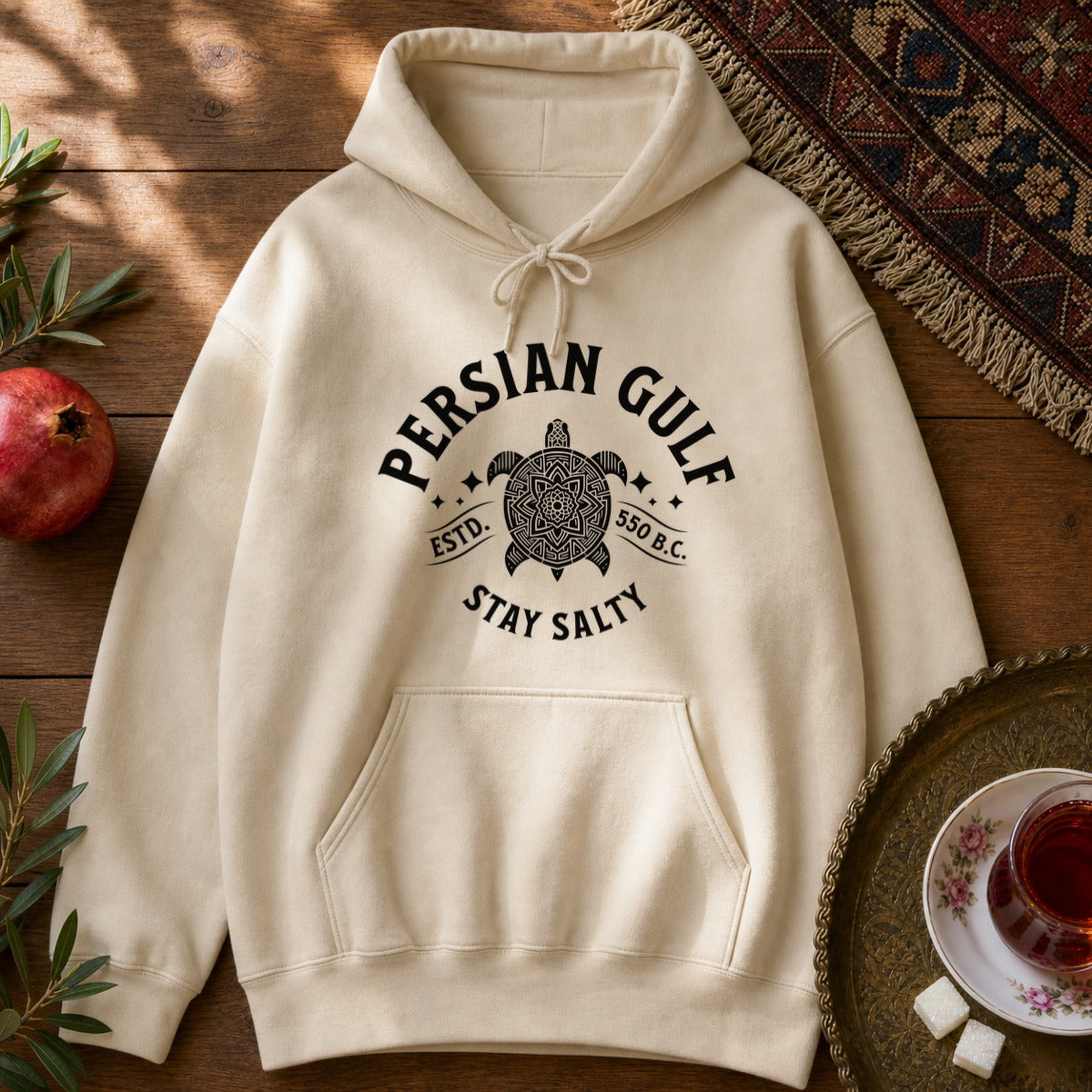 Persian Gulf Estd 550 BC Hoodie - Sand