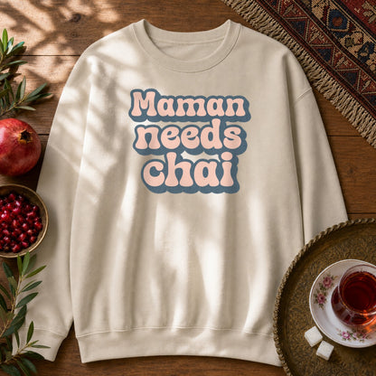 Maman Needs Chai Sweatshirt - Sand