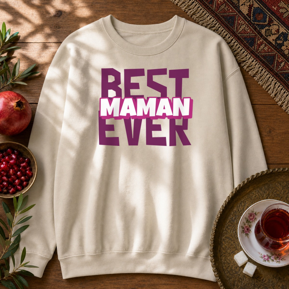 Best Maman Ever Sweatshirt - Sand
