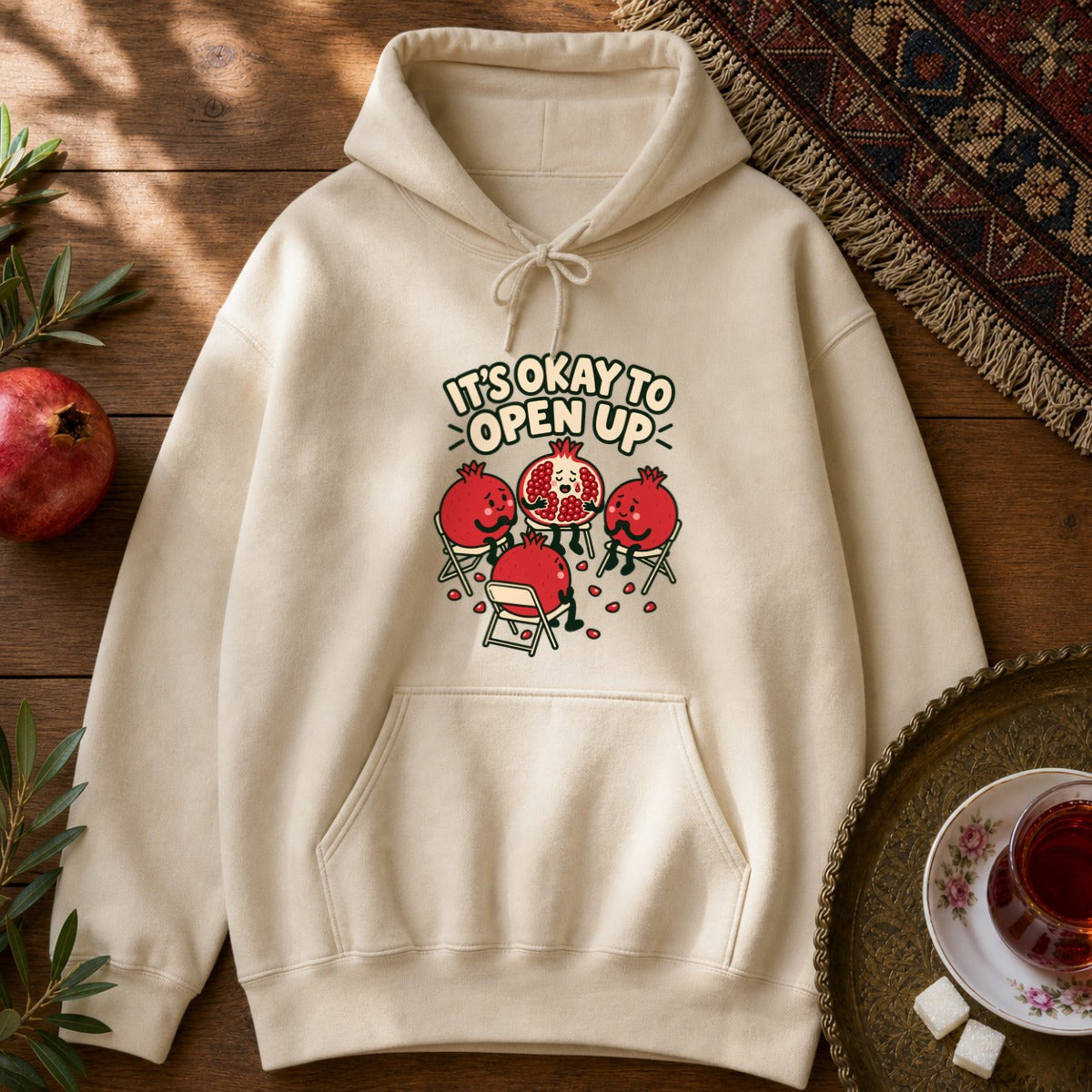 It's Okay to Open Up Hoodie - Sand