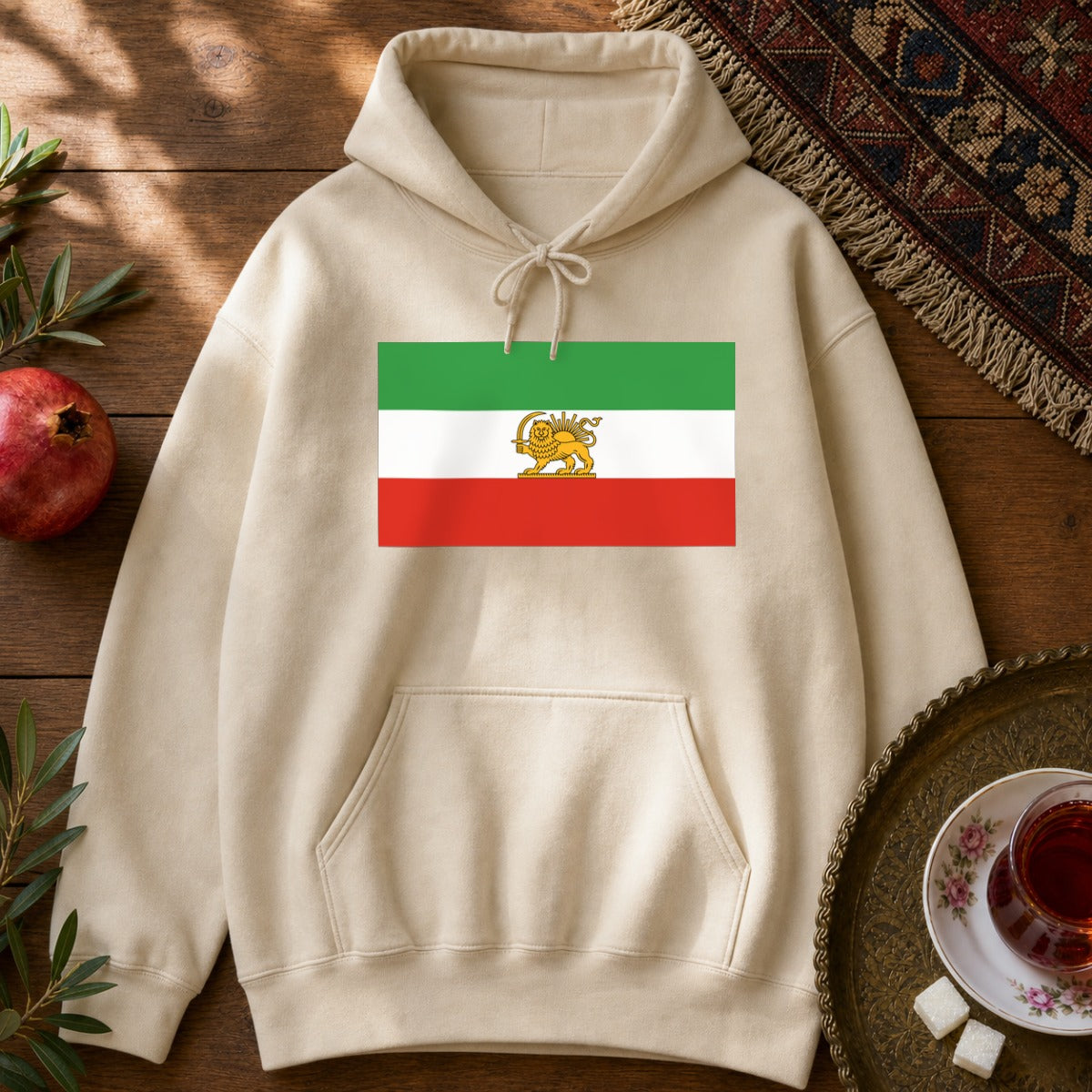 Shir-o-Khorshid (Lion & Sun) Hoodie - Sand