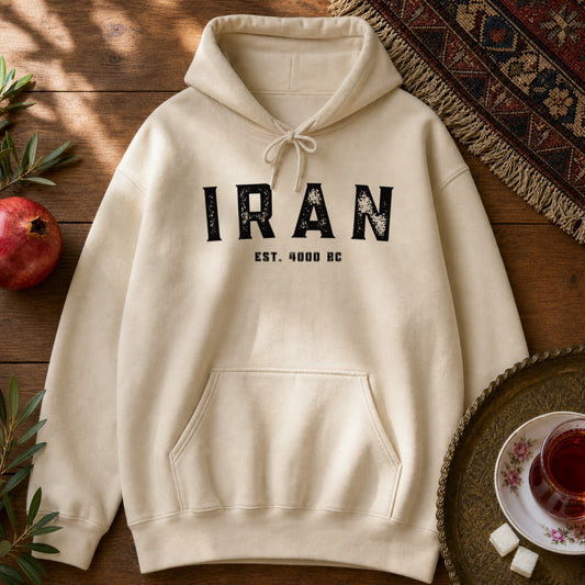Iran Established 4000 BC Hoodie - Sand