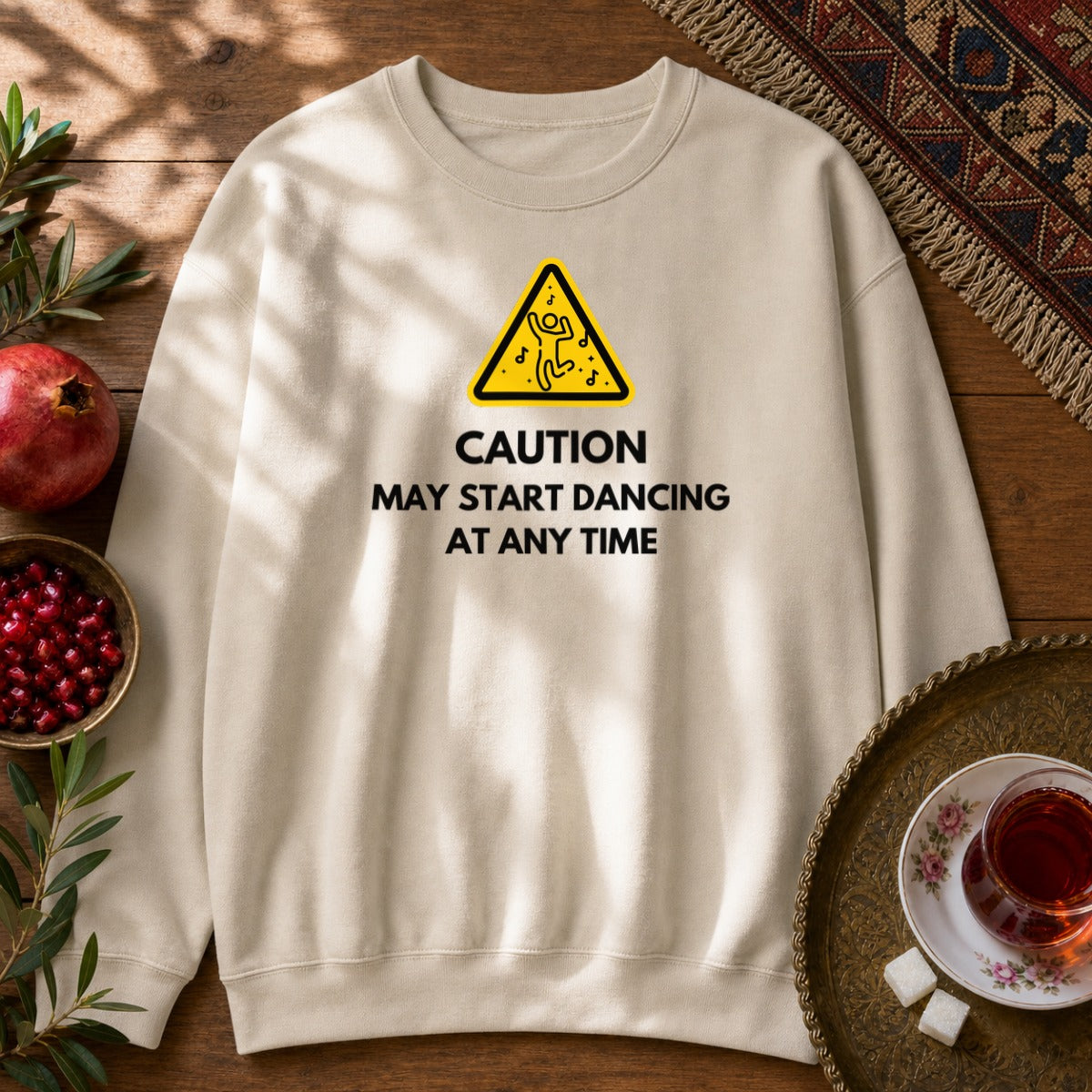 Dance Caution Sign Sweatshirt - Sand