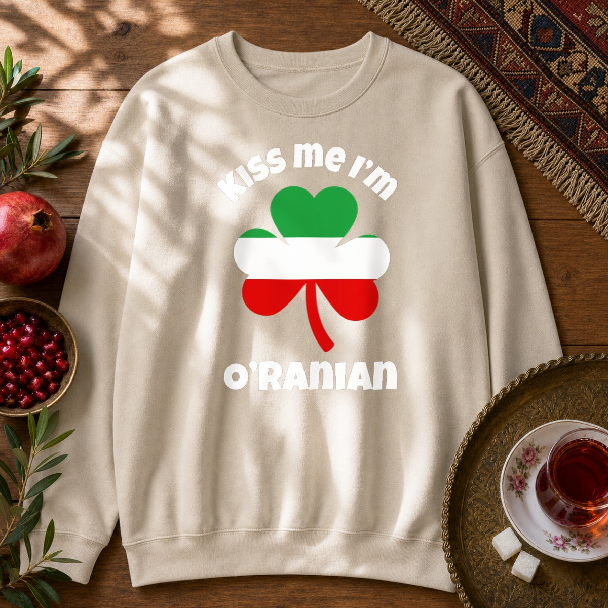 Kiss Me I'm O'Ranian Sweatshirt - Sand