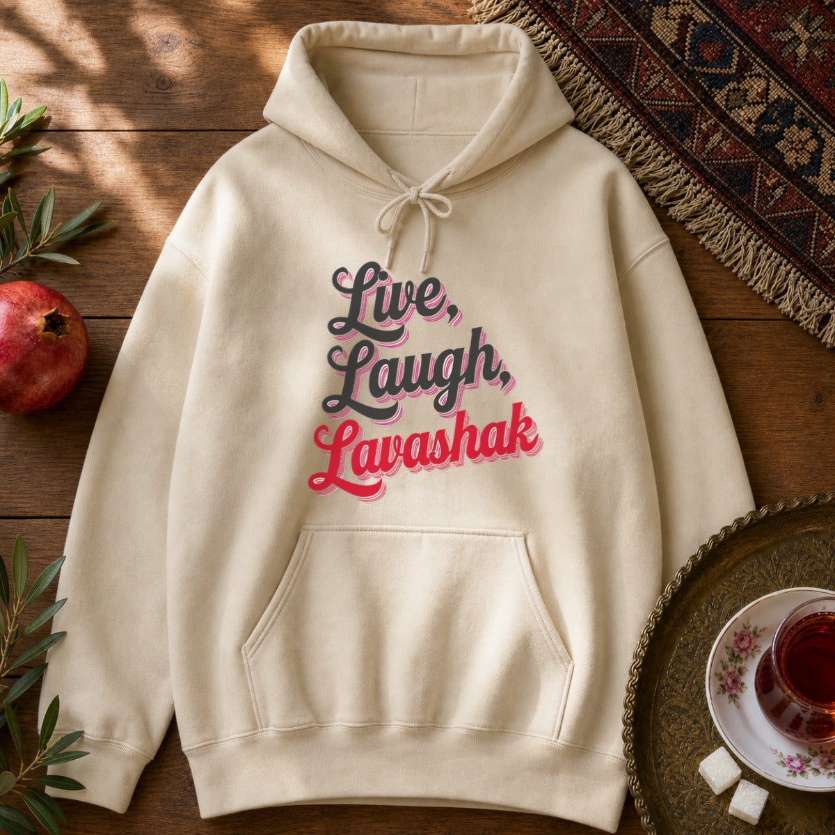 Live, Laugh, Lavashak Hoodie - Sand