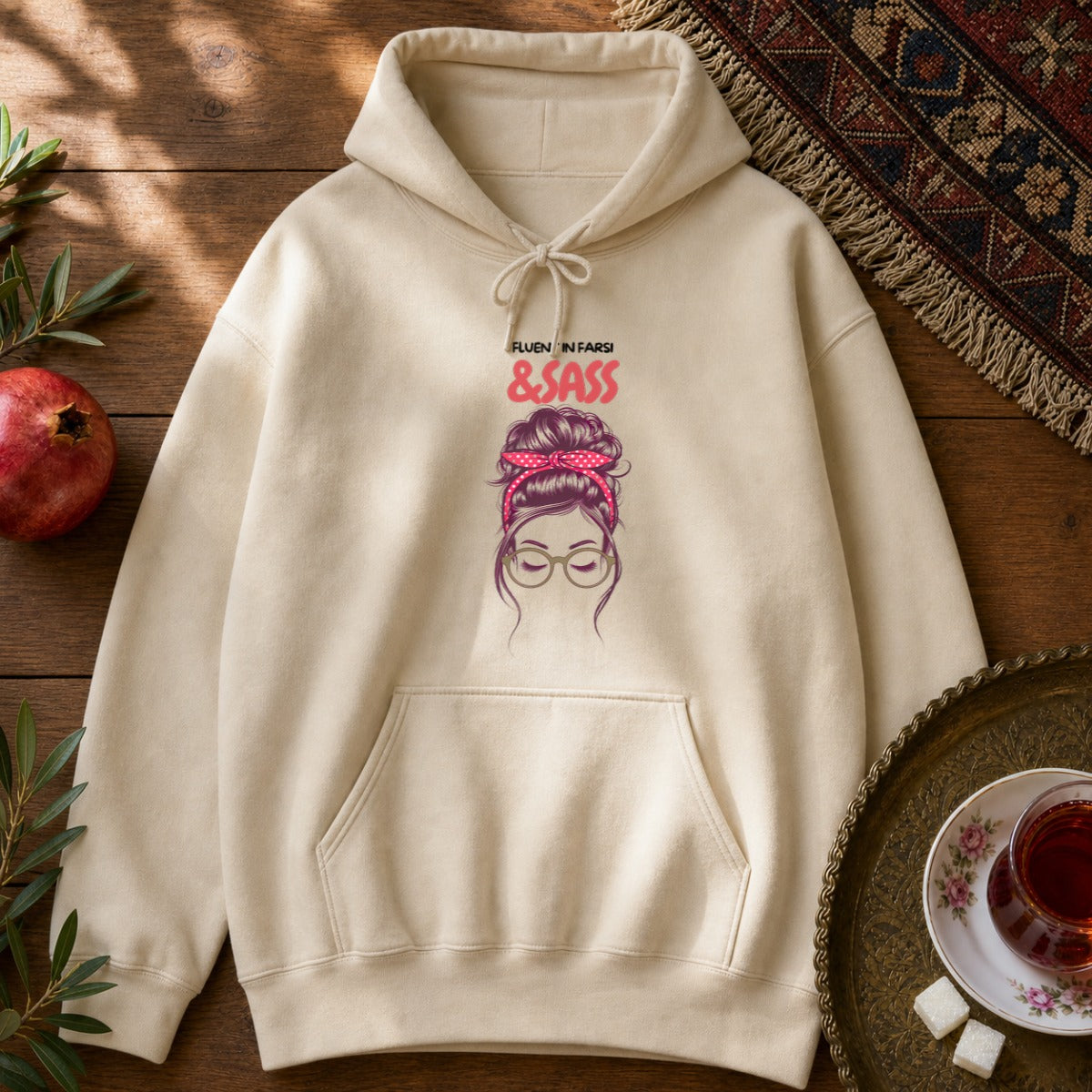 Fluent in Farsi & Sass Hoodie - Sand